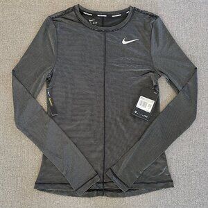 Nike Dry Miler Long Sleeve Running Shirt Women's XS NWT Black and Silver…